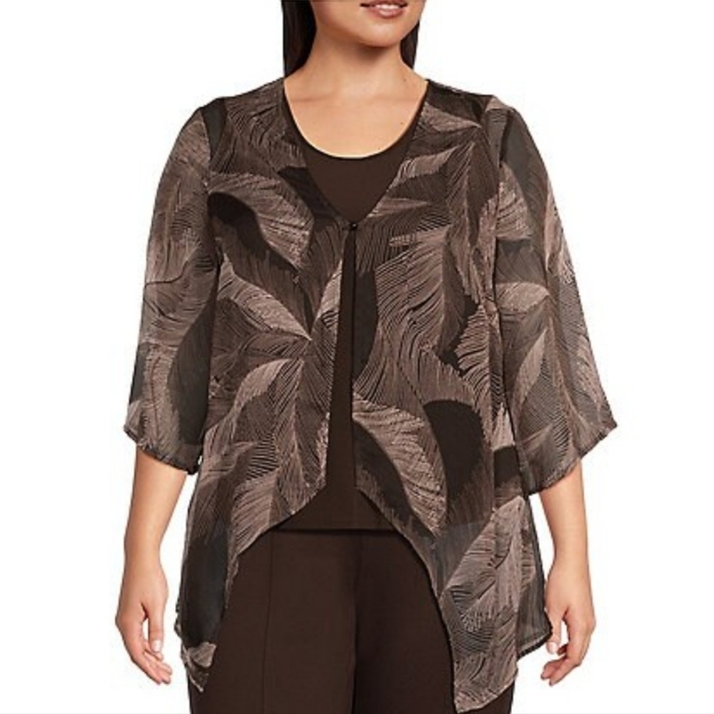 Slim Factor By Investments 2 Pc  Set SZ L Brown